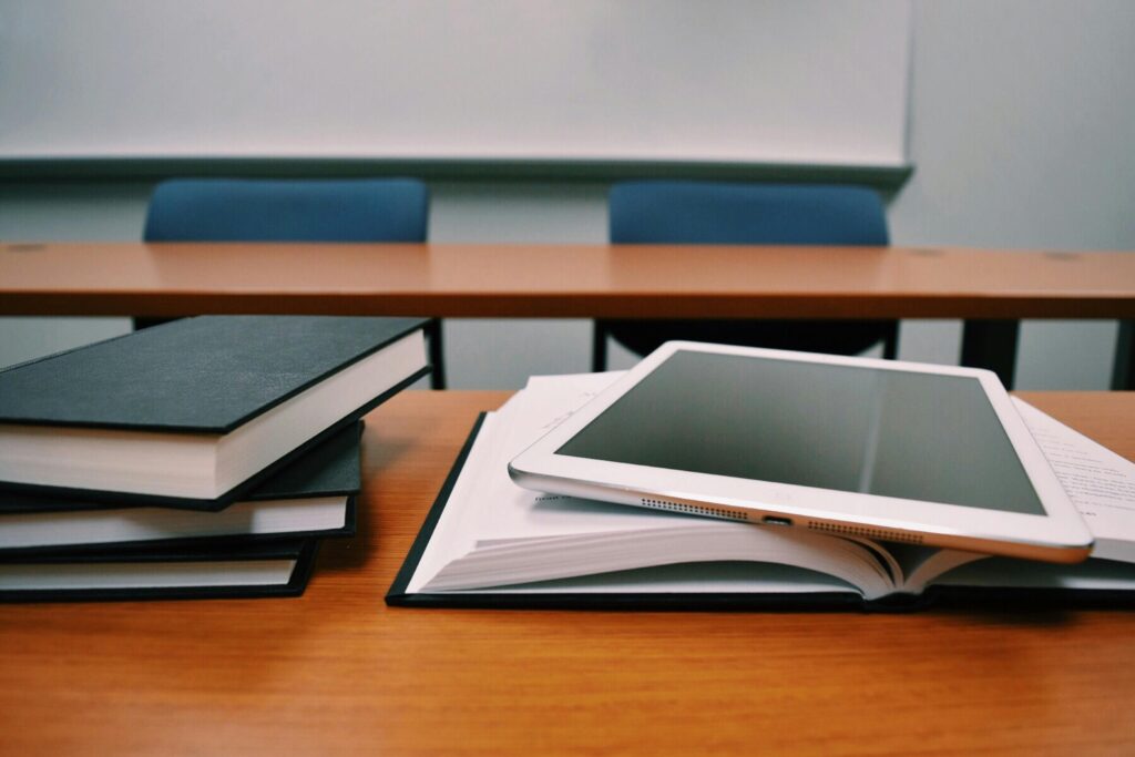 Students learning with modern technology in a classroom – future of education