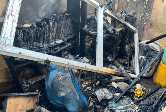 Fire Guts Agya Herbal building at Amasaman