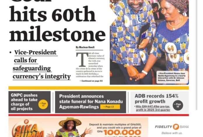 Newspaper Headlines Of Wednesday, October 29, 2025