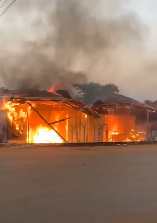 Fire razes multiple shops at Odomase MTN Poolease in Sunyani West