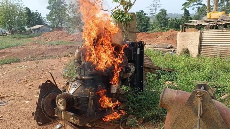 NAIMOS Taskforce storms Obuasi, seizes illegal mining equipment in major anti-galamsey swoop