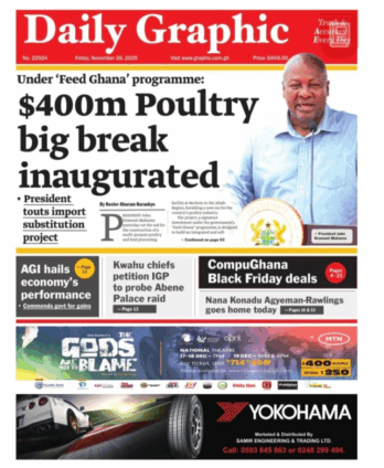 Newspaper Headlines Of Friday, November 28,2025