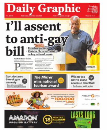 Newspaper Headlines Of Wednesday, November 19, 2025