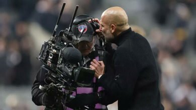 Guardiola appears to confront a camera operator after Man City's defeat to Newcastle
