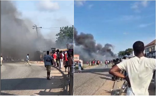 Several shops torched down by raging fire at Achimota
