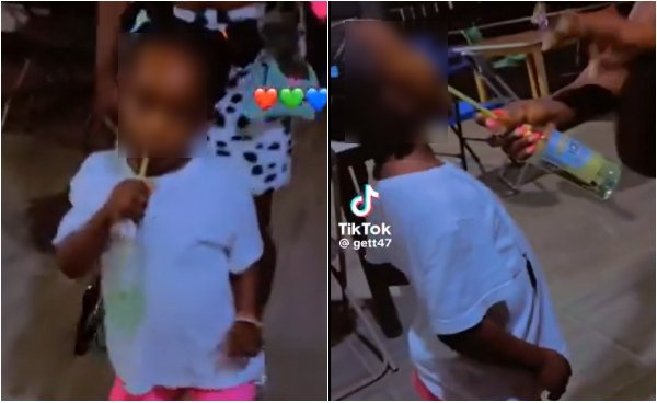 Social media reacts to video of toddler being given alcohol by adults